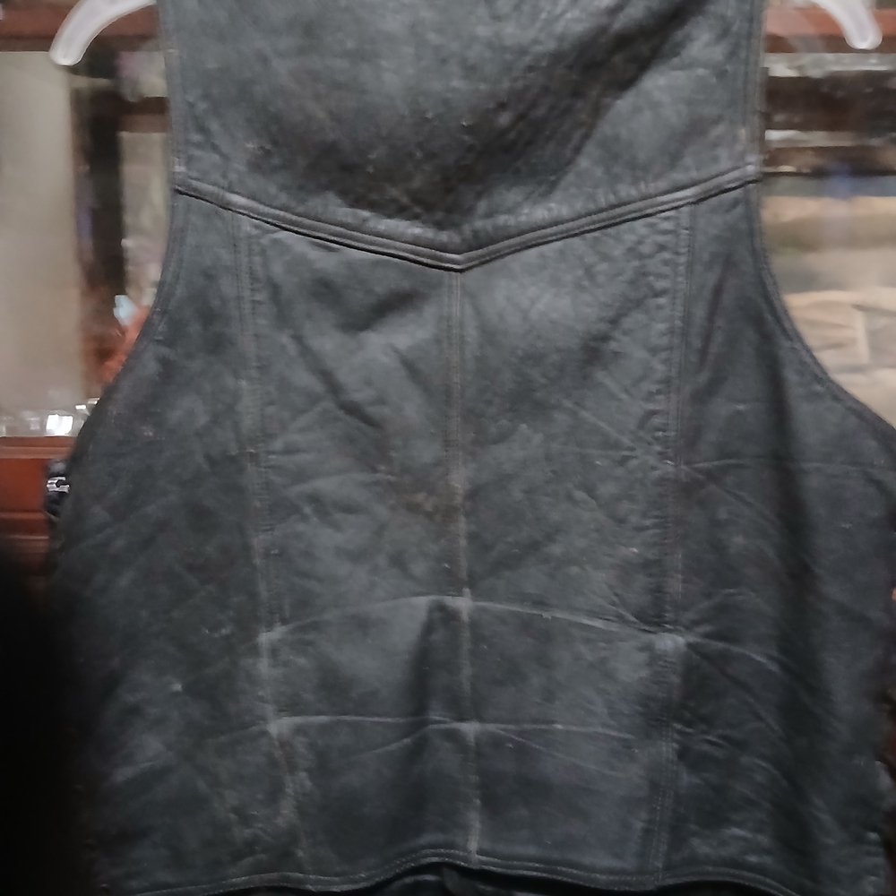 Black Leather Vest for Men, Moto .riding, Sz.44 - Picture 3 of 4